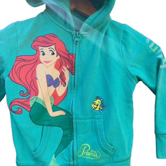 Disney The Little Mermaid teal girls XS zip up hoodie - Picture 5 of 5